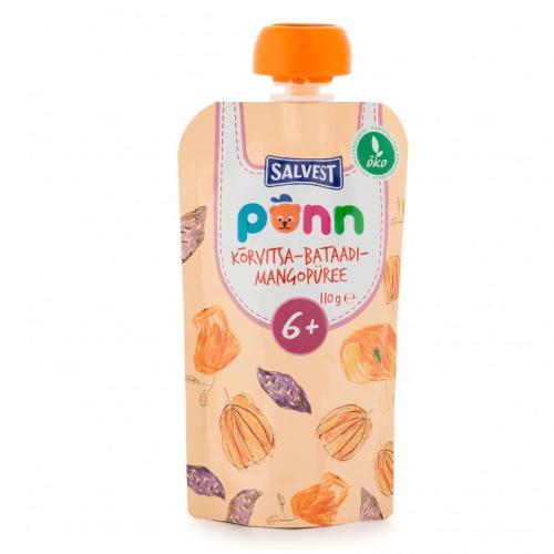 Miniaturka artykułu - SALVEST P&Otilde;NN BIO Puree z dyni, batat&oacute;w i mango, 110g KR&Oacute;TKA DATA 27.09.2026