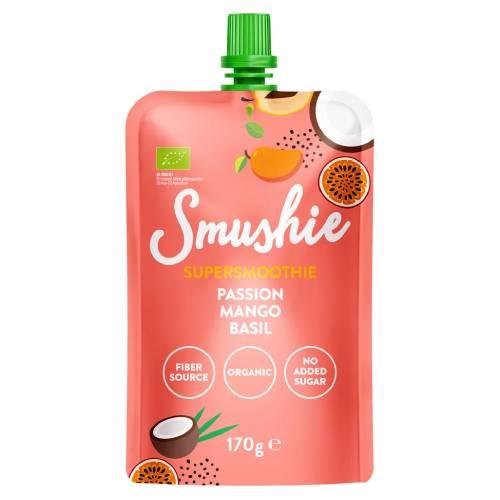 Miniaturka artykułu - Salvest Smushie Bio Exotic Boost Smoothie owocowe marakuja, mango, bazylia, 170 g
