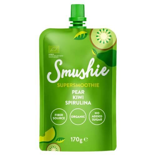 Miniaturka artykułu - Salvest Smushie Bio Fresh Boost Smoothie owocowe gruszka, kiwi, spirulina, 170 g