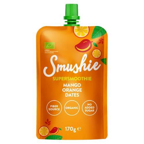 Miniaturka artykułu - Salvest Smushie Bio Tropical Boost Smoothie owocowe mango, pomarańcza, daktyle, 170 g