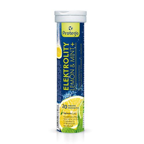 Miniaturka artykułu - Salvum Lab Protego Elektrolity Lemon & Mint - 20 tabletek musujących 
