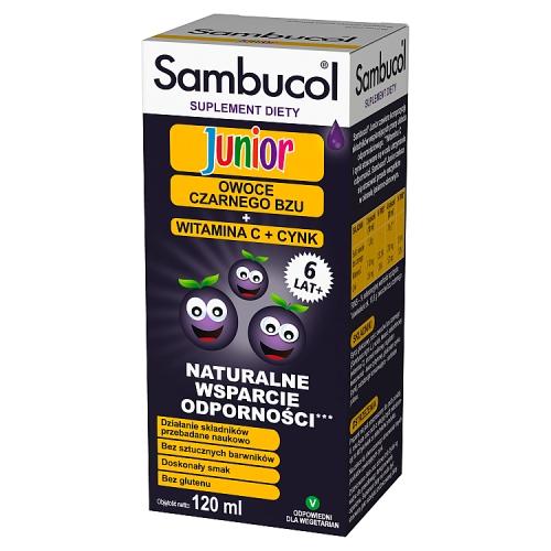 Miniaturka artykułu - Sambucol Junior płyn, 120 ml USZKODZONE TEKTUROWE OPAKOWANIE