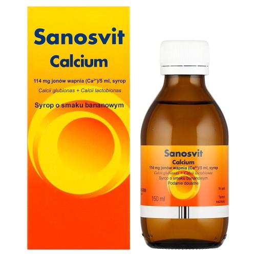 Miniaturka artykułu - SANOSVIT CALCIUM Lek w postaci syropu uzupełniający wapno, 150ml