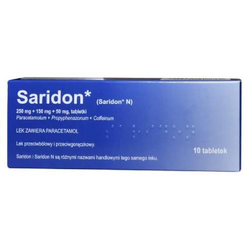 Miniaturka artykułu - Saridon 250mg + 150mg + 50mg, 10 tabletek Delfarma