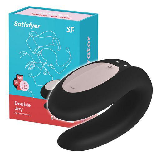 Miniaturka artykułu - Satisfyer Double Joy Partner Vibrator wibrator dla par sterowany aplikacją Black