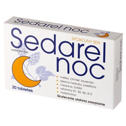 Miniaturka artykułu - Sedarel Noc, 20 tabl. - suplement diety z melatoniną i witaminami z grupy B   KR&Oacute;TKA DATA 31.07.2026