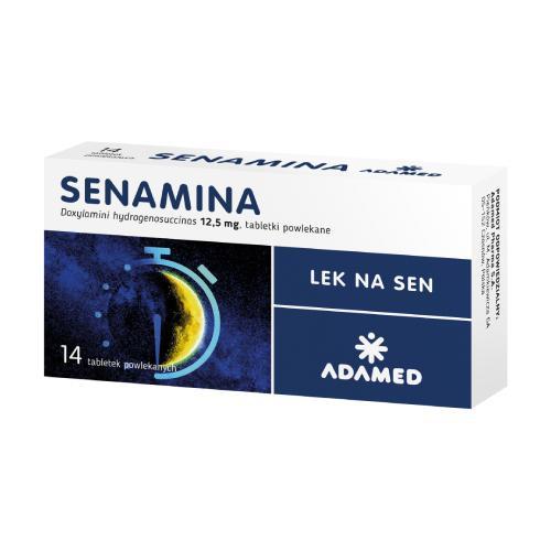 Senamina 12,5 mg - Lek pomagający w zasypianiu,14 tabletek USZKODZONE TEKTUROWE OPAKOWANIE