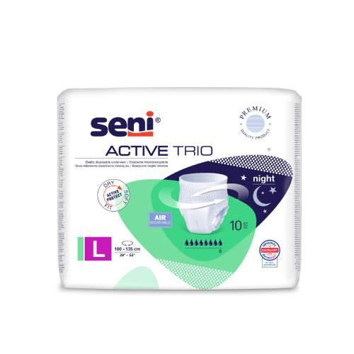 Miniaturka artykułu - SENI ACTIVE TRIO LARGE Elastyczne majtki chłonne, 10szt.