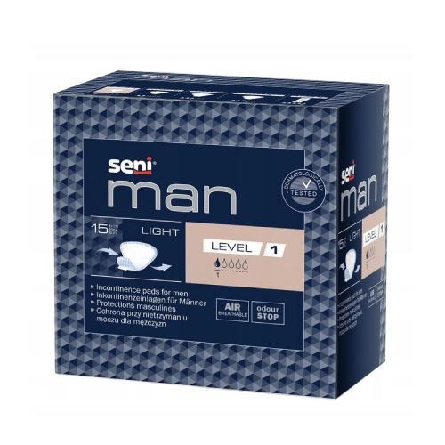 Miniaturka artykułu - SENI Man Light Level 1, 15 szt. - Anatomiczne wkłady urologiczne dla mężczyzn USZKODZONE OPAKOWANIE ZBIORCZE