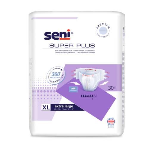 Miniaturka artykułu - SENI SUPER PLUS Pieluchomajtki dla dorosłych X-Large XL, 30szt. USZKODZONE FOLIOWE OPAKOWANIE