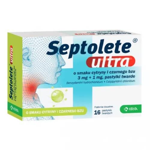 Miniaturka artykułu - Septolete Ultra cytryna czarny bez, 16 pastylek