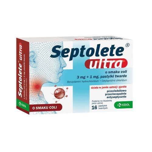 Miniaturka artykułu - Septolete ultra o smaku coli 3 mg + 1 mg, 16 pastylek