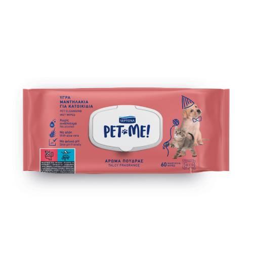 Miniaturka artykułu - SEPTONA Pet Me! Chusteczki nawilżane do czyszczenia i pielęgnacji zwierząt, 60szt.