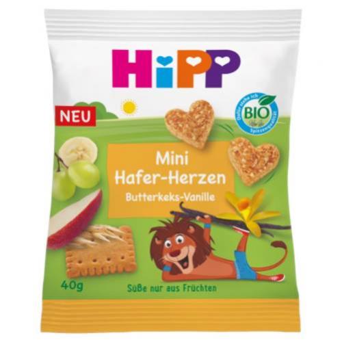 Miniaturka artykułu - HiPP Serduszka owsiane Maślane ciasteczka wanilia, 40 g