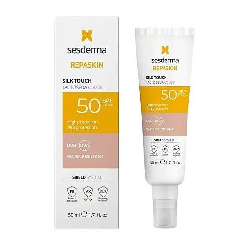 Miniaturka artykułu - Sesderma Repaskin Silk Touch Color Filtr przeciwsłoneczny do twarzy wyrównujący kolor skóry SPF 50, 50 ml
