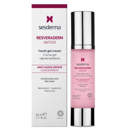 Miniaturka artykułu - Sesderma Resveraderm Antiox Przeciwstarzeniowy krem-żel do twarzy z witaminą C i kwasem hialuronowym, 50 ml