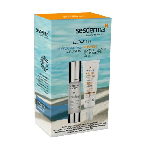 Miniaturka artykułu - SESDERMA Zestaw Hidraderm Hyal krem, 50ml + krem koloryzujący spf50, 50ml 