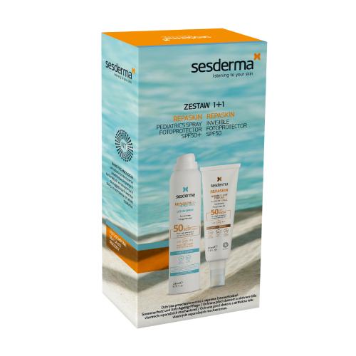 Miniaturka artykułu - SESDERMA Zestaw  Repaskin Pediatrics Spray fotoprotrctor spf50 200ml  + Liposomowy fotoprotektor spf50, 50ml
