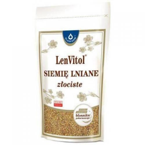 Miniaturka artykułu - Siemię lniane złociste budwigowe OLEOFARM - 450 g USZKODZONE/ PRZECIĘTE OPAKOWANIE