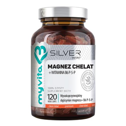 Miniaturka artykułu - MyVita Silver Magnez chelat + witamina B6 P-5-P, 120 kaps.
