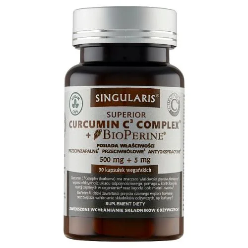 Miniaturka artykułu - SINGULARIS Curcumin C3 Complex, 30 kaps.  KR&Oacute;TKA DATA 31.10.2026