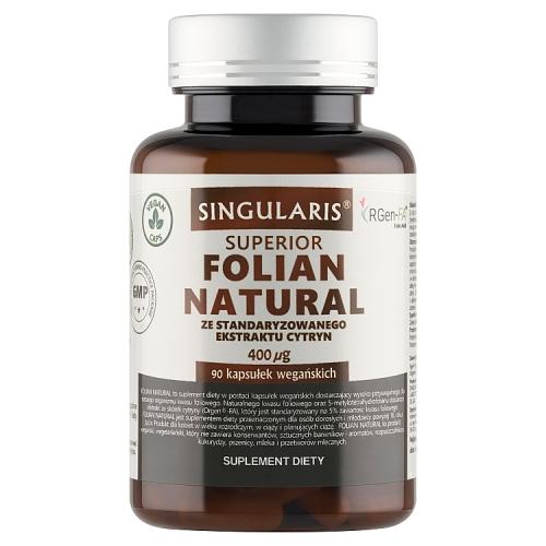Miniaturka artykułu - SINGULARIS Folian Natural 400mcg, 90 kaps. 