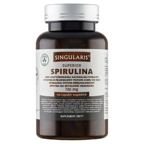 Miniaturka artykułu - SINGULARIS Spirulina Superior, 120kapsułek KR&Oacute;TKA DATA 30.11.2026