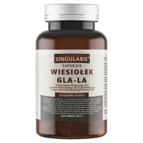 Miniaturka artykułu - SINGULARIS Wiesiołek GLA-LA Superior, 60 kapsułek KR&Oacute;TKA DATA 30.09.2026