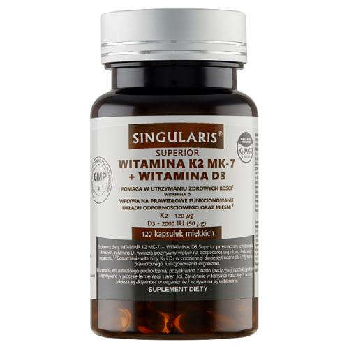 Miniaturka artykułu - SINGULARIS Witamina K2 MK-7 + D3 2000iu Superior, 120 kapsułek