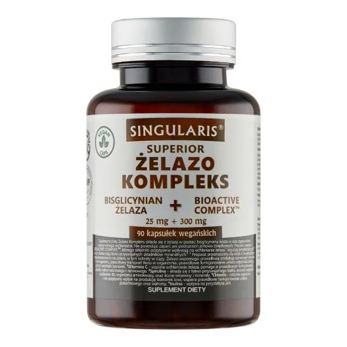 Miniaturka artykułu - SINGULARIS Żelazo kompleks + Bioactiv, 90 kapsułek KR&Oacute;TKA DATA 31.10.2026