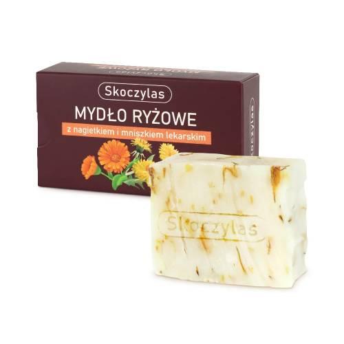 Miniaturka artykułu - SKOCZYLAS Mydło ryżowe z nagietkiem i mniszkiem lekarskim, 100 g