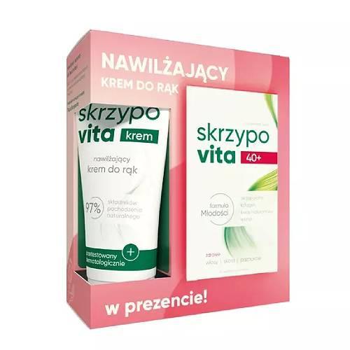 Miniaturka artykułu - Skrzypovita Włosy sk&oacute;ra paznokcie 42 tabl. + Krem do rąk 50 ml USZKODZONE TEKTUROWE OPAKOWANIE