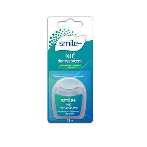 Miniaturka artykułu - Smile+ Nić dentystyczna woskowana miętowa z fluorem 25 m, 1 szt.