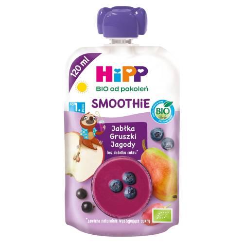 Miniaturka artykułu - HiPP BIO Smoothie Mus z owoc&oacute;w i sok&oacute;w jabłka gruszki jagody po 1. roku, 120 ml