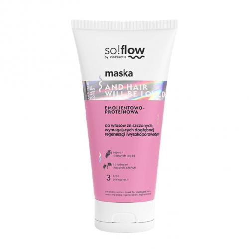 Miniaturka artykułu - so!flow by Vis Plastis Maska Emolientowo-Proteinowa Do Włos&oacute;w Zniszczonych, 200 ml
