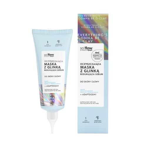 Miniaturka artykułu - so!flow by Vis Plantis Oczyszczająca maska z glinką redukująca sebum do sk&oacute;ry głowy, 100ml