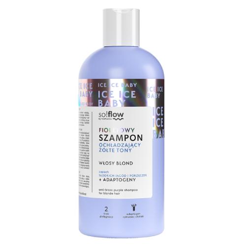 Miniaturka artykułu - so!flow by Vis Plantis Fioletowy szampon ochładzający ż&oacute;łte tony do włos&oacute;w blond, 300ml
