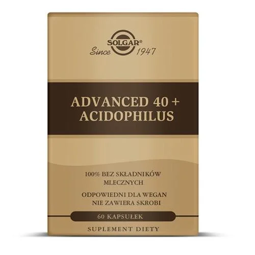 Miniaturka artykułu - SOLGAR Advanced 40+ Acidophilus, 60 kaps. KR&Oacute;TKA DATA 31.12.2026