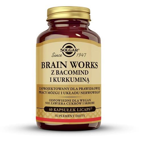 Miniaturka artykułu - Solgar Brain Works z Bacomind i kurkuminą, 60 kaps. KR&Oacute;TKA DATA 31.08.2026