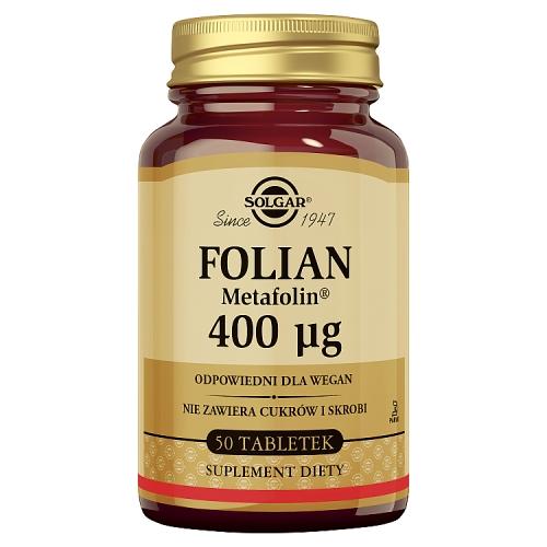 Miniaturka artykułu - SOLGAR Folian (Metafolin&reg;) 400 &micro;g - 50 tabletek