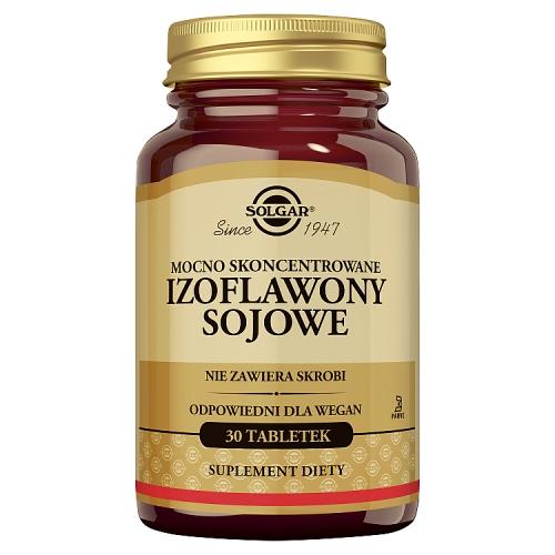 Miniaturka artykułu - SOLGAR Izoflawony sojowe, 30 tabl. - suplement diety dla kobiet w okresie menopauzy