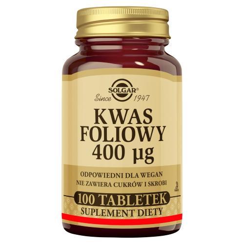 Miniaturka artykułu - SOLGAR Kwas foliowy 400 mcg - 100 tabletek KR&Oacute;TKA DATA 31.08.2026