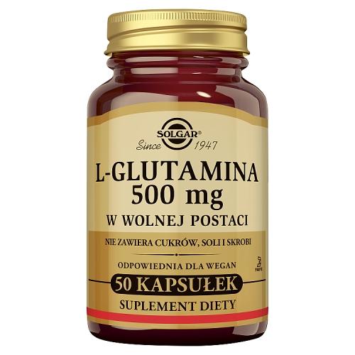 Miniaturka artykułu - SOLGAR L-glutamina w wolnej postaci 500 mg, 50 kaps.