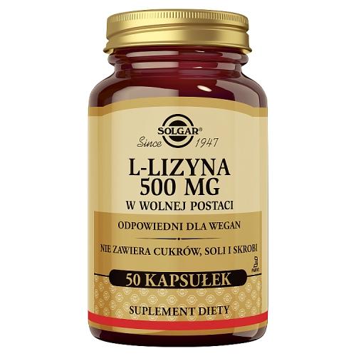 Miniaturka artykułu - SOLGAR L-lizyna 500 mg, 50 kaps.