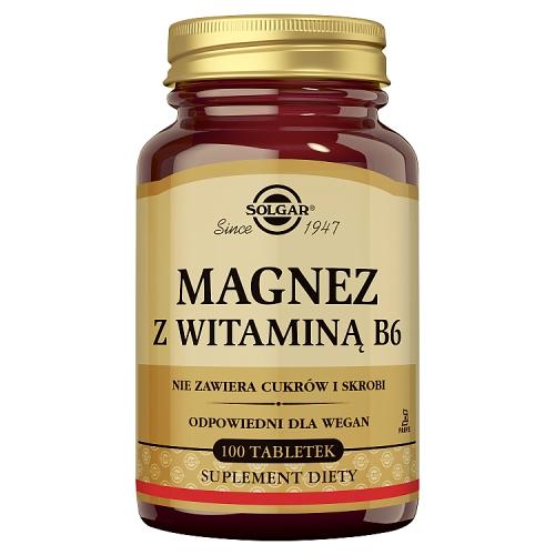 Miniaturka artykułu - SOLGAR Magnez z witaminą B6 - 100 tabletek