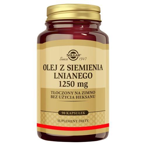 Miniaturka artykułu - SOLGAR Olej z siemienia lnianego 1250 mg - 90 kapsułek KR&Oacute;TKA DATA 30.06.2026