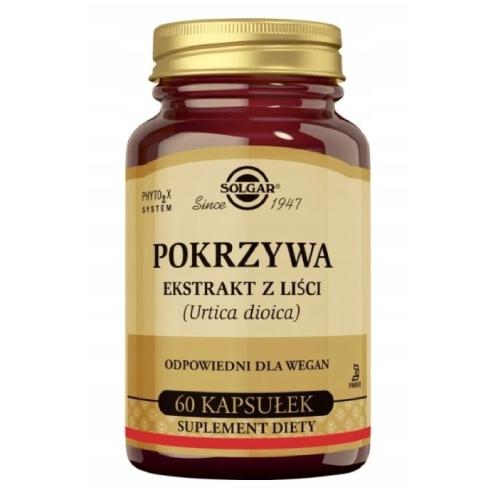Miniaturka artykułu - SOLGAR Pokrzywa Ekstrakt z liści, 60 kaps.