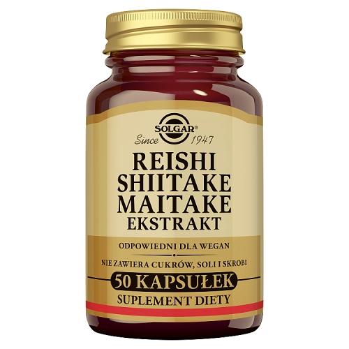 Miniaturka artykułu - SOLGAR Reishi Shiitake Maitake, 50 kapsułek