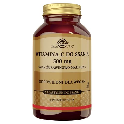 Miniaturka artykułu - SOLGAR Witamina C 500 mg smak żurawinowo-malinowy - 90 pastylek