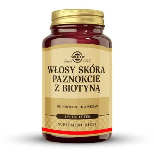 Miniaturka artykułu - Solgar Włosy Sk&oacute;ra Paznokcie z Biotyną, 60 tabl.